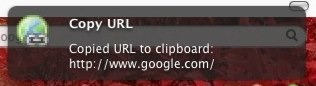 Copy URL notification