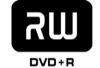 The DVD+R logo, containing the big letters RW meaning that it is NOT writable more than once.